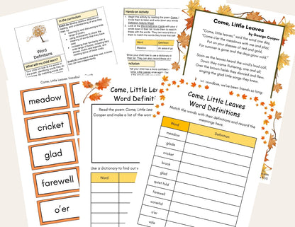 Year 4 Come, Little Leaves Activities