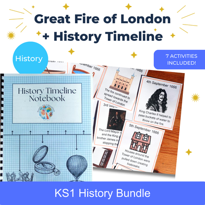 KS1 Great Fire of London + History Timeline Notebook